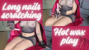Side view, sexy vampire manipulate your mind with long nails and hot wax! Scratching & wax play LONG NAIL LOVERS