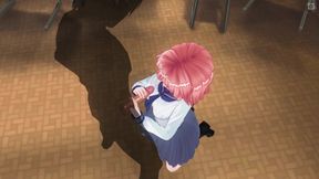 3D Hentai college girl jerk off cock to her teacher