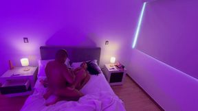 Stepmom shares bed and gets anal sex. Behind the scenes