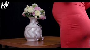marval - pregnant wife in red dress and stockings cheating. loreen red & vali savage