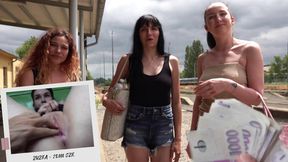 Tattooed conductor gets oral from a sexy brunette in a public toilet