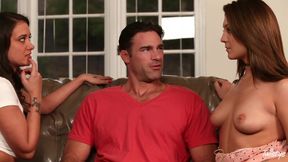 Brunette Vixen Surrenders to Intense Passion in Threesome Indoor Play