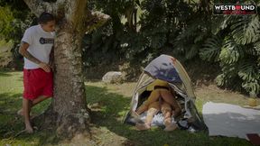 Annie Marin Enjoys Outdoor Camping Threesome with Dani and Phillip