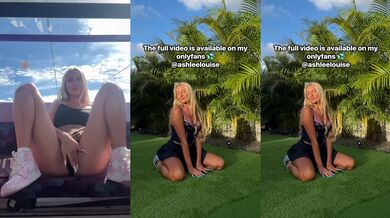 Blonde squirts on cable car in public solo dildo fuck