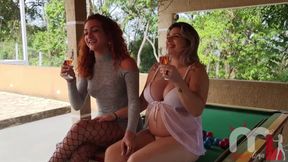 Pregnant Desire Gorgeous Trans Fucks Pregnant Wife Without a Condom in Front of Cuckold