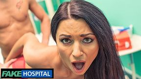 Ania Kinski shows off fresh implants to her doc, gets examined down