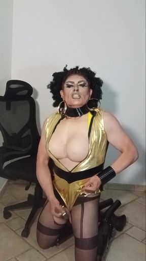 Pretty mature transvestite slut still very excited after sucking and receiving a facial ejaculation from a guy at a rest stop
