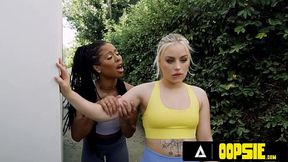 OOPSIE - Hot Kira Noir'_s Bestie Gets Aroused While Seeing Hot Woman Walking Her Husband With A Leash