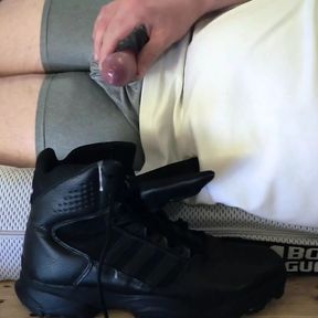 Cum into black Adidas GSG9 boots