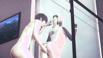 Sexy Cat Girl gets fingered in hentai cosplay porn with big tits and squirting action!