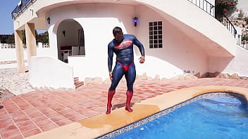 Superman gets his thonged spandex suit soaking wet