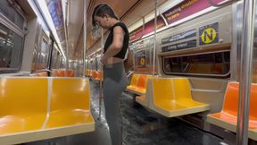 Student Girl Gets Cum on New York Subway Train.