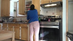 submissive stepmother lets big cock stepson fuck her in the kitchen every morning
