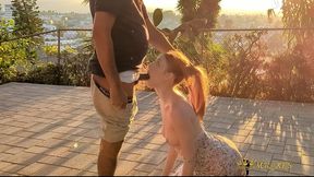 ginger bunny caught sunset fucking and deepthroat on patio