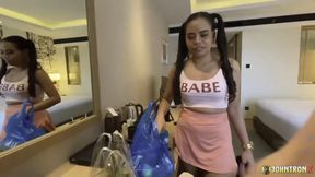 JohnTronX - Sexy Asian babe with pigtails rides my cock like a machine in POV style