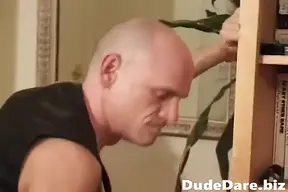 Bald stud riding BF's humongous pecker