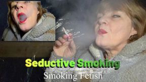 Smoking fetish: A red lips Milf smoking a cigarette