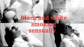 Black and white girl smoking Sensual