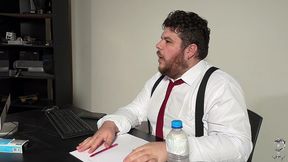 working hard (complete) job interview with a young intern where he demonstrates his willingness to work hard for his boss