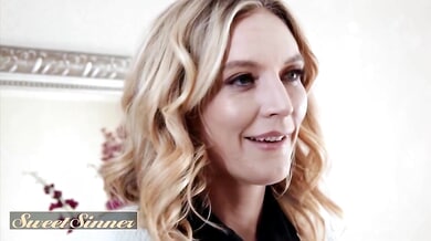 Mature blonde Mona Wales in sheer stockings receives slow sensual oral from her best friend's son Nathan Bronson during a quiet evening visit that crosses a long-held boundary