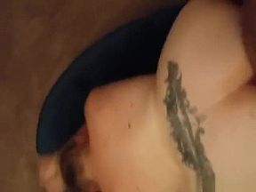 Wife gets double penetrated with a big fat toy