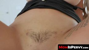 Tattooed MILF Alexis Zara's stepson fills her trimmed pussy with cum