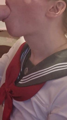 Giving a Huge Trans Girls Dick a Deep Throaty Blowjob