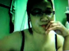 Nerdy Malaysian student girl exposes her titties on webcam for me