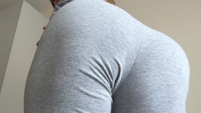 Crotch Touching Fetish in Grey Pyjama Pants