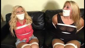 Friends tied tight and Gagged on the couch