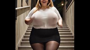 BBW down the stairs (AI Generated)