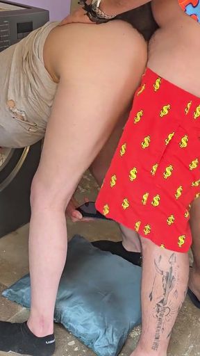 Stepsis got stuck in the washing machine ,just had to fuck her flowering pussy   Clip 2