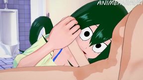 Deku Fucks Tsuyu Asui in the Toilets Until Creampie - My Hero Academia Hentai 3d Uncensored