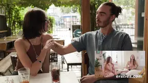 German girlfriend masturbates while watching boyfriend pleasuring her friend