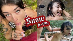 Skinny inked girl gets fucked in the forest