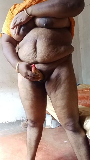 Lady's passy eating banana