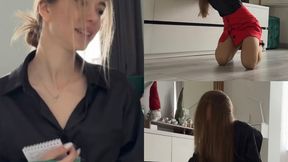 Bad secretary with long hair 4K