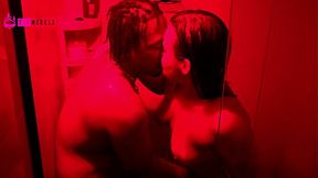 Huge black cock fucking phat ass teen in the shower of the redroom