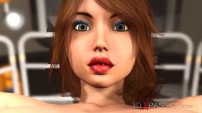 Slut takes her ass fucked by machine while deepthroating