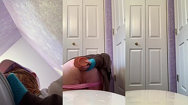 Watch the gay dog man slurp up his cummies