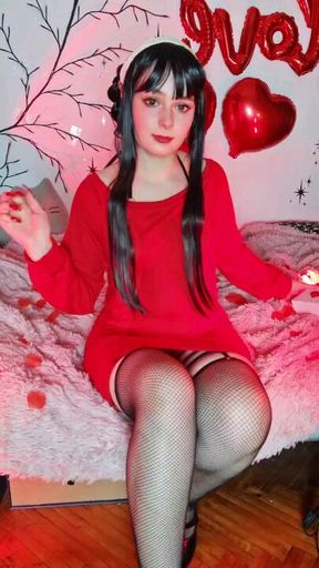 Yor's V-day gift: tease, bj, doggy