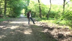 Pink hair tattooed big boobs on the mature cock in the forest