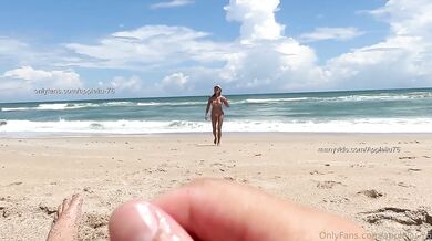 Asian Hot Wife Unscripted Gushing Creampie Cowgirl Position Nude Beach Pink String Bikini Real Couple Verified Amateurs Outdoor Mature MILF