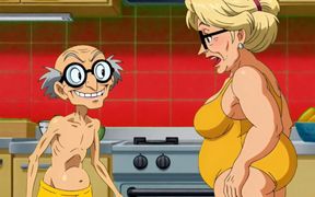 Hentai Granny Gets Double Hot Love for Breakfast