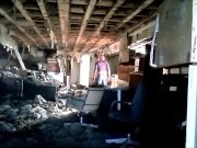 Horny spider looking for his enemy in bombed out building