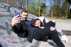 Appealing lads share naughty anal moments at the skatepark in sensual positions