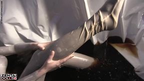 Large breasts pornstar mastrubate in latex