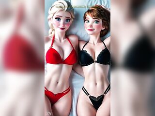The sisters of Arendelle reveal a daring side, Elsa glowing in fiery red and Anna tempting in midnight black. two colors, two desires… one secret bond. Bio link waiting.