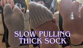 Slow, teasing sock pull to reveal my beautiful feet ❤️