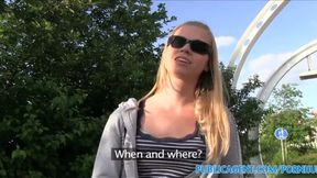 PublicPorn Blonde with clean shaven pussy fucks in the grass